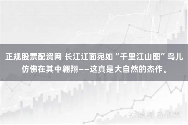 正规股票配资网 长江江面宛如“千里江山图”鸟儿仿佛在其中翱翔——这真是大自然的杰作。